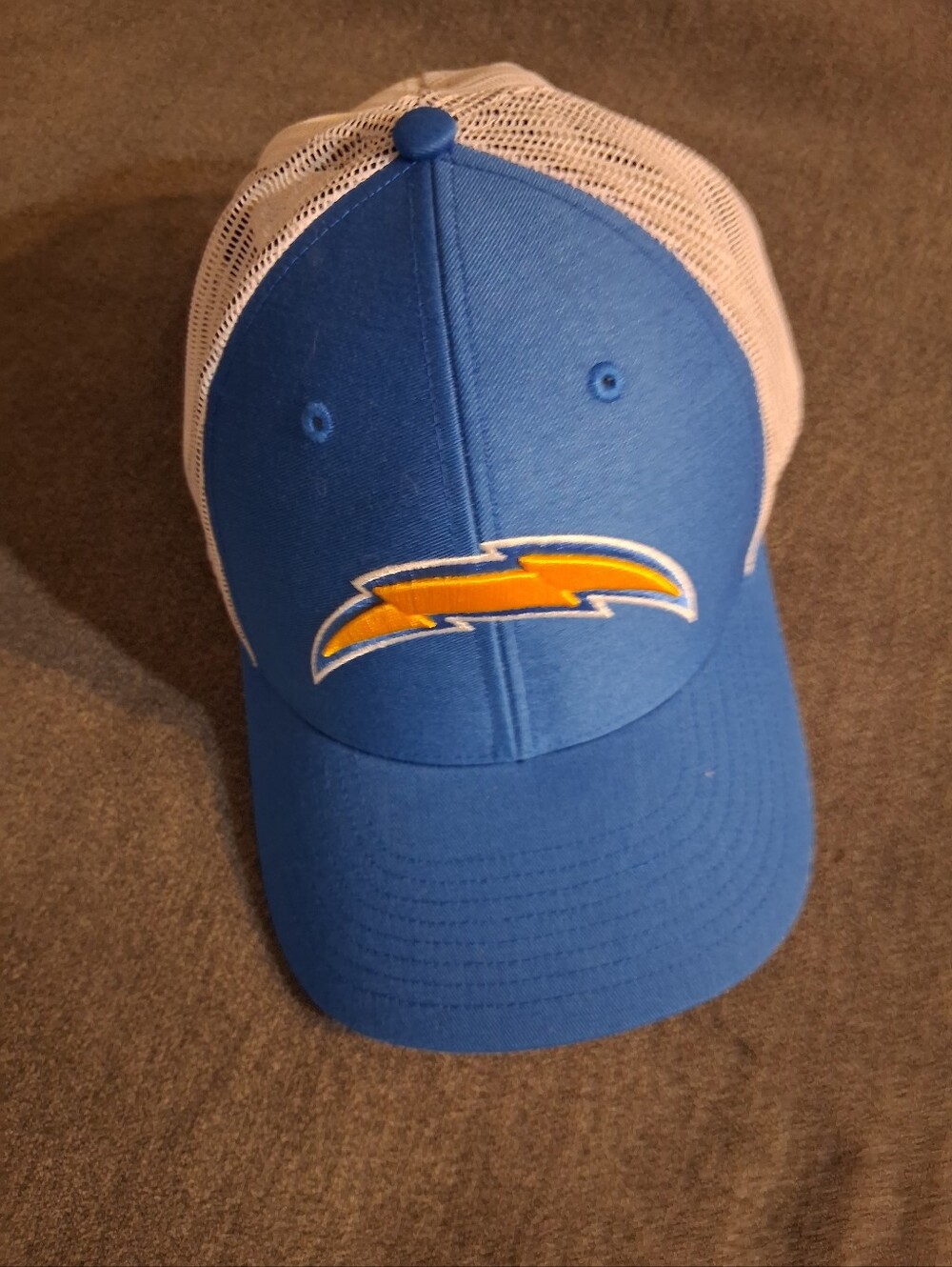 NFL Blue and White Trucker Hat with Yellow Lightning Patch